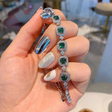 925 Silver Tourmaline Princess Square Diamond Bracelet