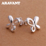 925 Silver Hollow Butterfly Earrings Wedding Jewelry