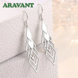 925 Silver Geometric Drop Earrings For Women