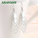 925 Silver Geometric Drop Earrings For Women