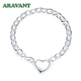 925 Silver Heart Bracelet Chain Women Jewelry