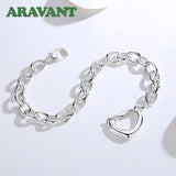 925 Silver Heart Bracelet Chain Women Jewelry