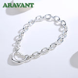 925 Silver Heart Bracelet Chain Women Jewelry