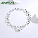 925 Silver Heart Bracelet Chain Women Jewelry