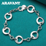 925 Silver Heart Charm Bracelet Chain Women