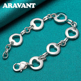 925 Silver Heart Charm Bracelet Chain Women