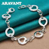 925 Silver Heart Charm Bracelet Chain Women
