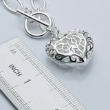 925 Silver Hollow Heart Necklace Chains Women Pendant Jewelry