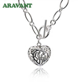 925 Silver Hollow Heart Necklace Chains Women Pendant Jewelry