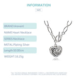 925 Silver Hollow Heart Necklace Chains Women Pendant Jewelry