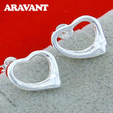 925 Silver Heart Stud Earrings Women Jewelry