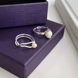 925 Silver Pearl Rings for Women Girls Wedding Engagement Party
