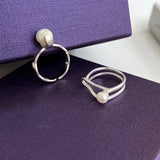 925 Silver Pearl Rings for Women Girls Wedding Engagement Party