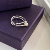 925 Silver Pearl Rings for Women Girls Wedding Engagement Party