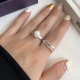 925 Silver Pearl Rings for Women Girls Wedding Engagement Party