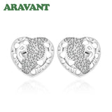 925 Silver Heart Stud Earring Wedding Jewelry