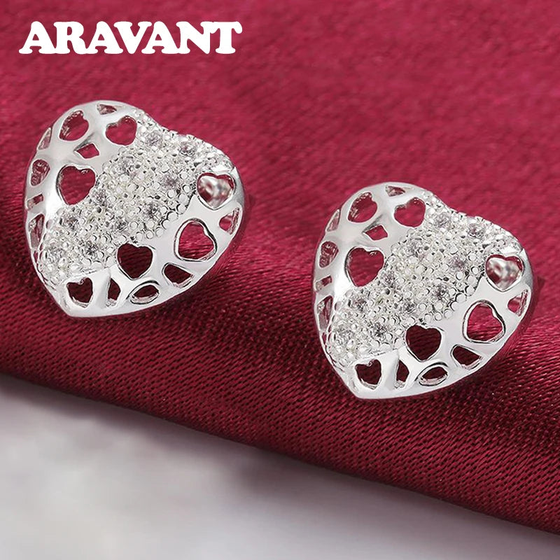 925 Silver Heart Stud Earring Wedding Jewelry