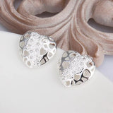 925 Silver Heart Stud Earring Wedding Jewelry