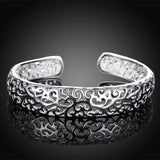 925 Silver Hollow Open Cuff Bracelet for Women