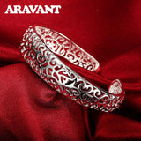 925 Silver Hollow Open Cuff Bracelet for Women