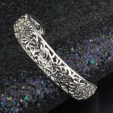 925 Silver Hollow Pattern Cuff Bracelet Wedding Party Jewelry