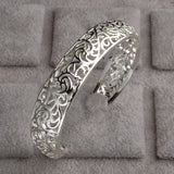 925 Silver Hollow Pattern Cuff Bracelet Wedding Party Jewelry