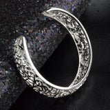 925 Silver Hollow Pattern Cuff Bracelet Wedding Party Jewelry