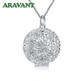 925 Silver Round Photo Frame Pendant Women's Jewelry