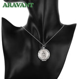 925 Silver Round Photo Frame Pendant Women's Jewelry