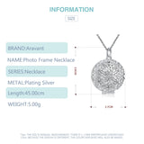 925 Silver Round Photo Frame Pendant Women's Jewelry