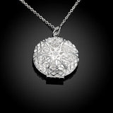 925 Silver Round Photo Frame Pendant Women's Jewelry