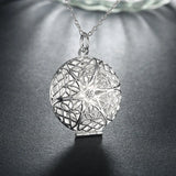 925 Silver Round Photo Frame Pendant Women's Jewelry