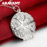 925 Silver Round Photo Frame Pendant Women's Jewelry