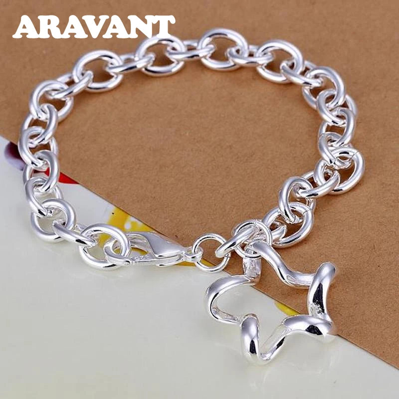 925 Silver Star Bracelet Women Wedding Jewelry