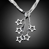 925 Silver Star Long Necklace Chains Women Jewelry