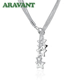 925 Silver Star Long Necklace Chains Women Jewelry