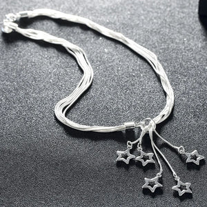 925 Silver Star Long Necklace Chains Women Jewelry