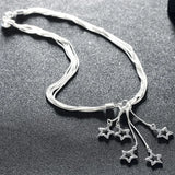 925 Silver Star Long Necklace Chains Women Jewelry