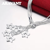925 Silver Star Long Necklace Chains Women Jewelry