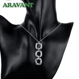 925 Silver Hollow Three Square Pendants Chains Necklaces For Women