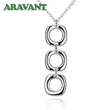 925 Silver Hollow Three Square Pendants Chains Necklaces For Women