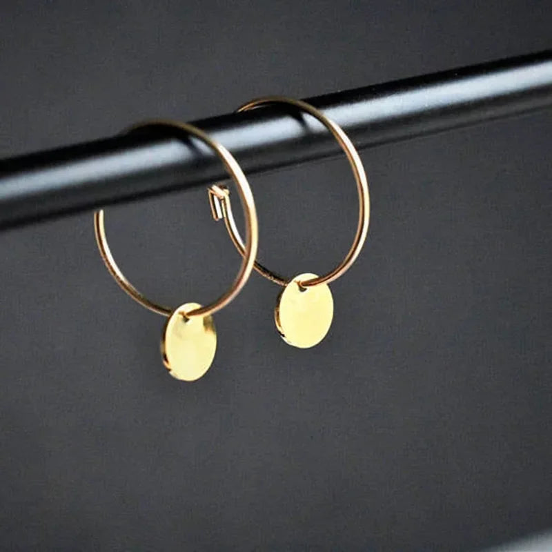 Vintage 925 Silver Hoop Earrings Coins Filled Oorbellen Brincos
