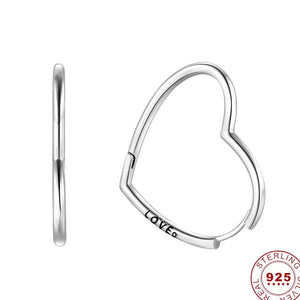 925 Silver Heart Hoop Earrings, Romantic Love Jewelry