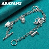 925 Silver Horse Charm Bracelet Chain For Women Jewelry