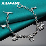 925 Silver Horse Charm Bracelet Chain For Women Jewelry