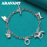 925 Silver Horse Charm Bracelet Chain For Women Jewelry
