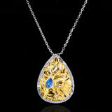 925 Silver Two-Color Wild Sapphire Pendant Necklace
