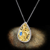 925 Silver Two-Color Wild Sapphire Pendant Necklace