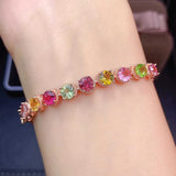 925 Silver Colorful Tourmaline Bracelet Fine Jewelry Party Gift