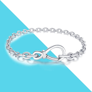 925 Silver Infinity Link Chain Bracelet DIY Gift for Women